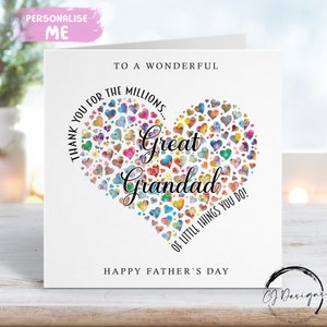 Tarjeta del Día del Padre para el Bisabuelo: Gracias por las Millones de Cosas que Haces Corazón