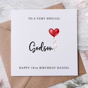 Biglietto di auguri personalizzato per il compleanno del figlioccio, parente speciale, buon compleanno, biglietto di auguri per lui 30°, 40°, 50°, 60°, 70°, qualsiasi età e nome medio/grande