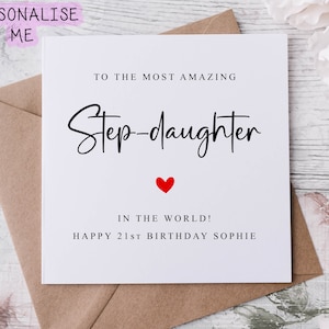 Carte d'anniversaire personnalisée belle-fille avec coeur rouge, Bestin the World - âge et nom, carte pour ses 30, 40, 50, 60 ans, tout âge