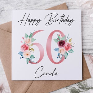 Personalised 80th Birthday Card Floral Design, Age & Name Birthday Card for Her 40th, 50th 70th, 60th, 90th, 100th image 3