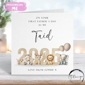 Primer Día del Padre Personalizado Como Mi Taid Tema Animal Neutral con Nombre CUALQUIER TEXTO Primer Día del Padre