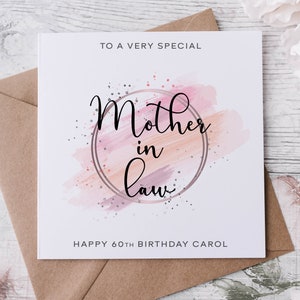 Biglietto di auguri di compleanno speciale personalizzato per la suocera, buon compleanno, biglietto di auguri per il suo 30°, 40°, 50°, 60°, 70°, 80°, 90°