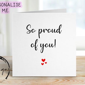 Tarjeta de felicitación "So Proud of You" - Tarjeta para ella/él - Tarjetas de diseño simple - Grandes o pequeñas