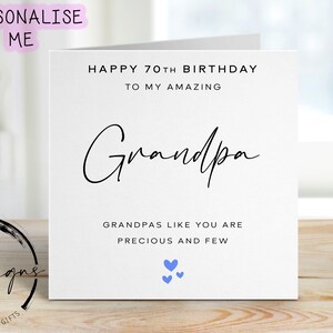 Biglietto di auguri personalizzato per il compleanno del nonno - Citazione preziosa e rara con qualsiasi età, biglietto di auguri per 40°, 50°, 60°, 70°, 80°, 90°, 100°