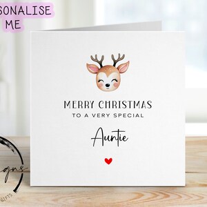 Weihnachtskarte für spezielle Tante - niedliche Rentier-Design-minimalistische Karten