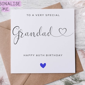 Tarjeta de cumpleaños personalizada para abuelo, especial para él, feliz cumpleaños, para él, 50, 60, 70, 80 y 90 años.