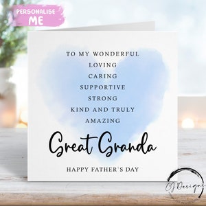 Citation de carte de fête des pères de grand-père - carte de affirmation de soi avec coeur bleu TOUT TEXTE
