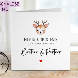 Biglietto di Natale per fratello e partner speciali - Design carino di renne, biglietti minimi