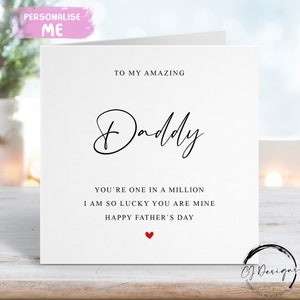 Daddy Fathers Day Card, You Are One In A Million - Rood hart ELKE BEWOORDING Kleine of grote kaart