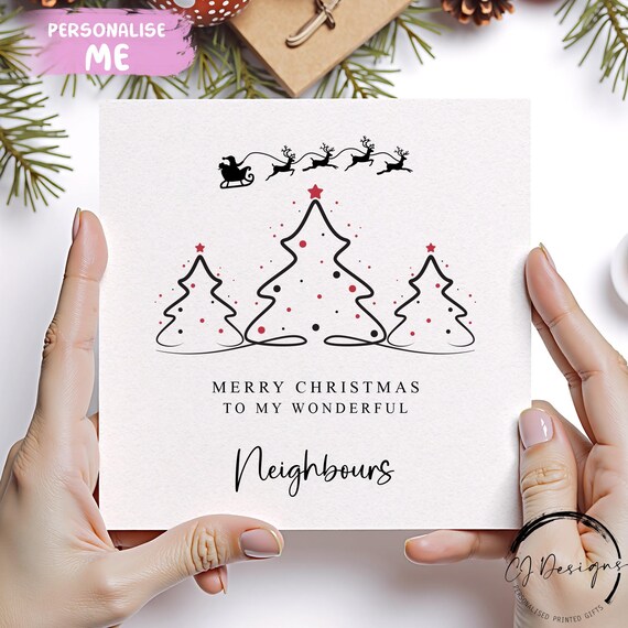 Brightly Decorated Christmas Tree In Festive Forest Illustration Card