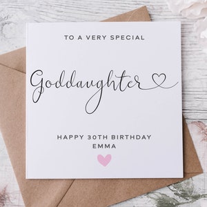 Carte d'anniversaire personnalisée pour filleule, parent spécial, joyeux anniversaire, carte d'âge pour ses 30, 40, 50, 60, 70, 80 ans, tout âge