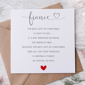 Carte de Noël pour fiancé, carte pour elle/lui, carte de voeux personnalisée poème joyeux Noël