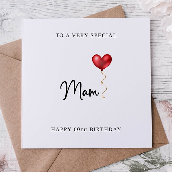 Personalised Mam Birthday Card, Special Relative, Happy Birthday, Age Card For Her 30th, 40th,50th  Any Age Med Or Lrg