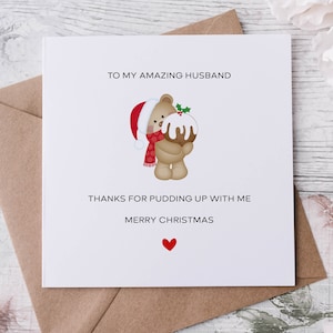 Carte de Noël pour mari, merci de m'avoir épaulé en peluche pour elle/lui, carte de voeux personnalisée joyeux Noël