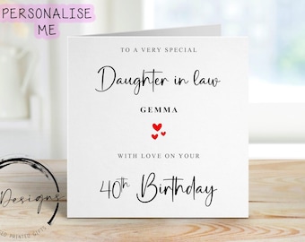 Personalised Daughter in law Birthday Card with Any Age and Name -