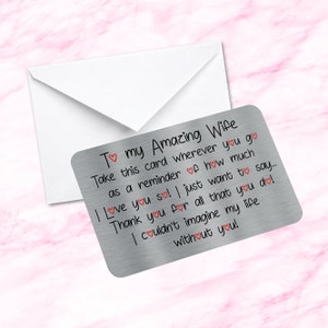 Sentimentele aandenken metalen portemonnee Card To My Amazing Wife Quote verloofde cadeau, echtgenoot, vriendin vriendje cadeaus