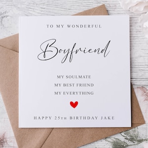 Carte d'anniversaire personnalisée pour petit ami - Carte de voeux pour l'âme soeur personnalisée avec le nom/l'âge pour lui 30e 40e 50e 18e 21e 60e 70e