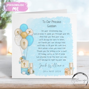 Poema de bautizo personalizado para ahijado, tarjeta con verso con nombre y fecha, tarjeta de felicitación, recuerdo del día del bautizo para él
