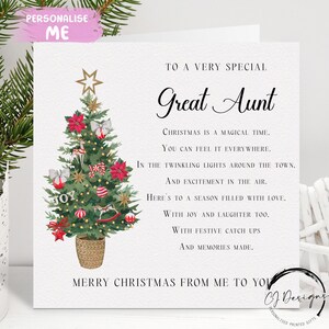 Geweldige tante gedicht kerstkaart - kerstboom vers kaart - van mij of ons