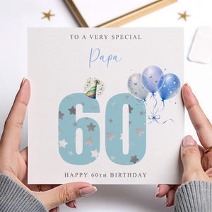Carte d'anniversaire papa personnalisée, numéros d'âge bleus N'IMPORTE QUELLE MENTION /ÂGE 45e 50e 60e 65e 70e 75e 80e 85e 90e 95e 100e