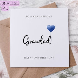 Carte d'anniversaire personnalisée grand-père, spécial grand-père, joyeux anniversaire, carte d'âge pour lui, 50e, 60e, 70e, 80e, 90e moyenne ou grande