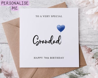 Personalised Grandad Birthday Card, Special Grandad, Happy Birthday, Age Card For Him, 50th, 60th, 70th, 80th, 90th Med or Large