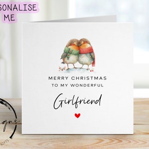 Vriendin-kerstkaart: kaart liefdevol Robin-paar en rood hart