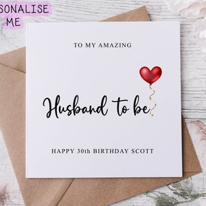 Carte d'anniversaire personnalisée pour futur mari, à ma future femme incroyable, fiancé, femme tous âges et noms 30-40 50 60 60