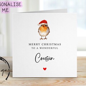 Kerstkaart voor neef met Robin met kerstmuts, vrolijk kerstfeest Wenskaart Eenvoudig ontwerp kerstkaart voor hem/haar