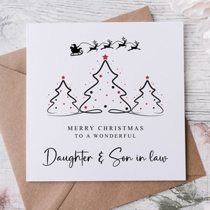Cartão de Natal para Nora e Genro com Design de Árvore de Natal, Filha e Genro Maravilhosos Cartão de Feliz Natal