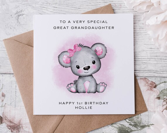Geburtstagskarte Für Enkelin 'Great Granddaughter' - Niedliches Prinzessinnen-Design Auf Premium-Karton