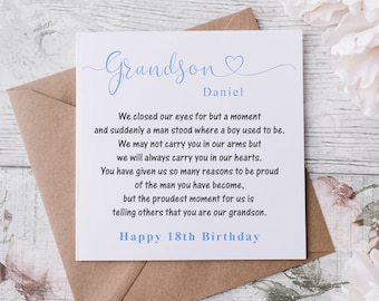 Personalised Grandson Birthday Card I Closed My Eyes Quote Coming of Age I/We