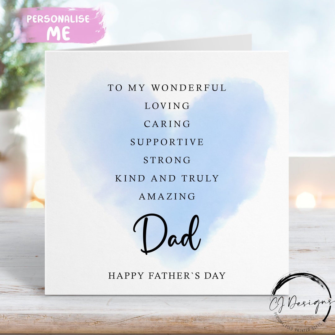 Dad Fathers Day Card Quote -affirmation Card With Blue Heart ANY ...
