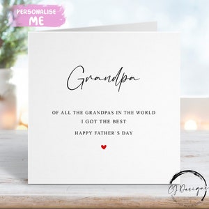 Carte de fête des pères grand-père, j'ai eu le meilleur grand-père du monde avec un coeur rouge