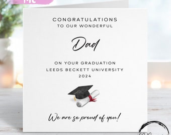 Carte de remise des diplômes personnalisée pour papa - avec capuchon et faites défiler - À mon/à notre nom et à l'université, TOUTE L'ANNÉE