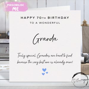 Tarjeta de cumpleaños personalizada para abuela, verdaderamente especial: corazones azules. CUALQUIER TEXTO/EDAD: 40, 50, 60, 65, 70, 75, 80, 85, 90, 100