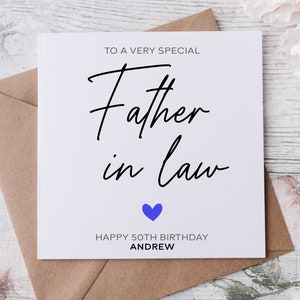 Carte d'anniversaire personnalisée beau-père, membre de la famille spécial, joyeux anniversaire, carte d'âge pour lui 30, 40, 50, 60, 70, 80 ans, tout âge