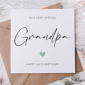 Carte d'anniversaire personnalisée grand-père avec coeur vert spécial grand-père, joyeux anniversaire, carte d'âge pour lui, 50e, 60e, 70e, 80e, 90e