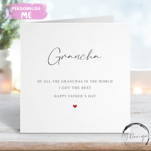 Tarjeta del Día del Padre Grancha, Tengo la Mejor Grancha del Mundo con Corazón Rojo CUALQUIER TEXTO