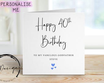 Gepersonaliseerde peetvaderverjaardagskaart - Fabulous Godfather - met elke leeftijd/naam, wenskaart, 21e, 30e, 40e, 50e, 60e, 70e, 80e, 90e