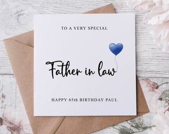 Personalised Father in Law Birthday Card, Special Relative, Happy Birthday, Age Card For Him 30th, 40th,50th, 60th, 70th, 80th,  Any Age