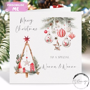 Nonna & Nonno Weihnachtskarte - Großeltern Rote Boho, Rustikale Thema Paar Karte