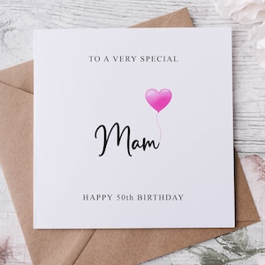 Carte d'anniversaire personnalisée pour mam, membre de la famille spécial, joyeux anniversaire, carte d'âge pour ses 30, 40 et 50 ans, tout âge moyen ou grand