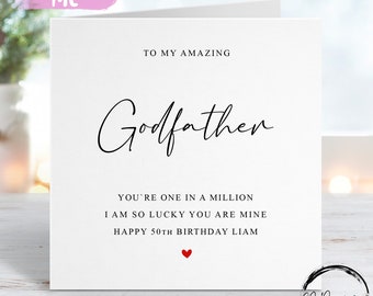 Personalised Godfather Birthday Card, You Are One In A Million- Red Heart ANY WORDING or AGE 21st 30th 40th 50th 60th 65th 70th 80th 90th