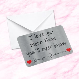 Sentimentele aandenken Metalen Portemonnee Kaart Ik hou meer van je dan je ooit zult weten Verloofde Cadeau Echtgenoot Vrouw Vriendin Vriendje