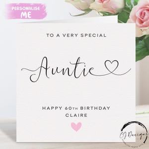 Personalisierte Tante Geburtstagskarte, spezielle Verwandte, alles Gute zum Geburtstag, Alterskarte für ihn 30., 40., 50., 60., 70., 80., jedes Alter Med oder Lrg