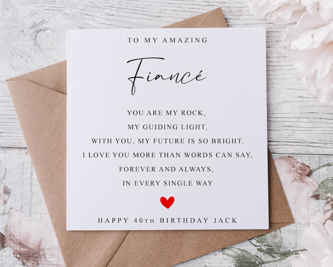 Personalised fiance fiancee birthday card poem greeting card