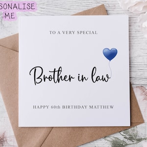Carte d'anniversaire personnalisée beau-frère, membre de la famille spécial, joyeux anniversaire, carte d'âge pour lui 30, 40, 50, 60, 70, 80 ans, tout âge