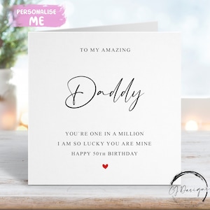 Biglietto di auguri di compleanno personalizzato per papà, sei uno su un milione - Cuore rosso QUALSIASI TESTO ETÀ 50° 60° 65° 70° 75° 80° 85° 90° 95° 100°