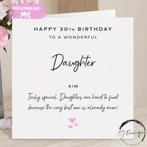 Tarjeta de cumpleaños personalizada para hija, verdaderamente especial: corazones rosas. CUALQUIER TEXTO/EDAD: 14, 15, 16, 18, 17, 21, 25, 30, 40, 50, 60, 65.